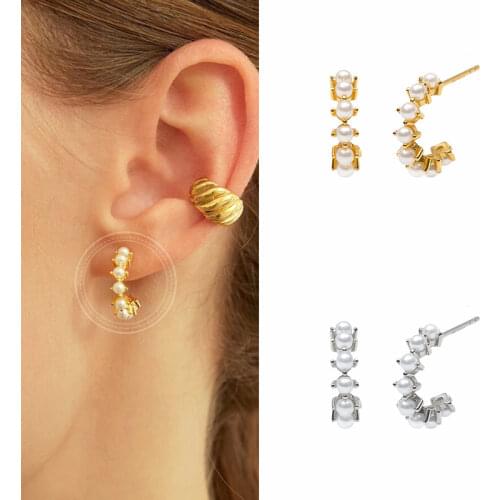 100% 925 Silver Ear Needle Delicate Pearl Stud Earrings Women Party Anniversary Jewelry Engagement Elegant Accessory A30