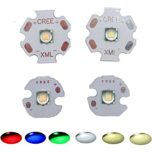 1PCS CREE XML XM-L T6 LED U2 10W Cold White Warm White Blue UV High Power LED Emitter Diode with 16mm 20mm PCB for DIY