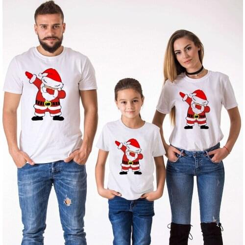 1pcs Dabbing Santa Dad Mom Baby Christmas T-Shirts Outfits Family Matching Christmas Party T-shirt Mommy Daddy Kids Baby T Shirt