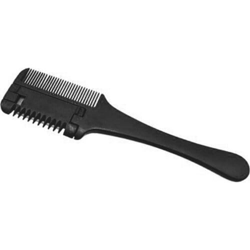 1pcs Hair Cutting Comb Black Plastic Handle Hair Razor Cutting Thinning Trimmer Hair Styling Comb With Blades