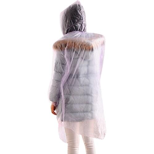 1PC Disposable Raincoat For Adult Clear Transparent Camping Hoodie Rainwear Outdoor Hiking Mountain Travel Waterproof Rainwears