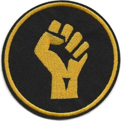 3" RAISED FIST IRON ON PATCH The Resistance Resist Black Gold Power Salute