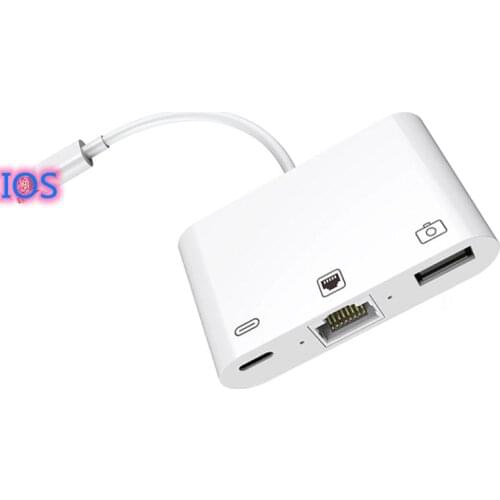 3 in 1 Lightning to LAN 100Mbps Ethernet RJ45 Adapter OTG USB Camera Reader For iPhone for iPad Charger Adapter connector