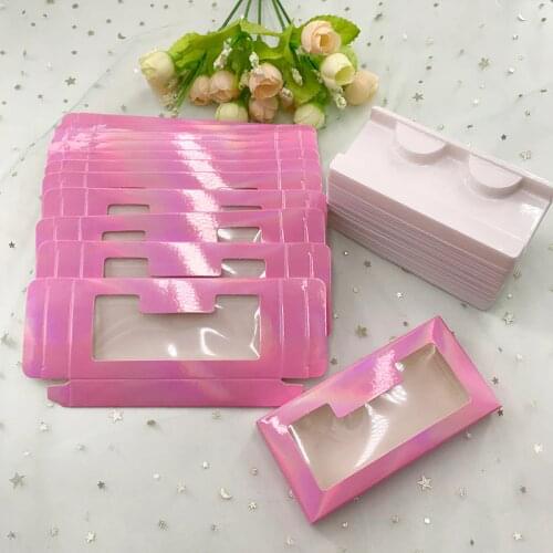 3D Mink Empty Eyelash Paper Box Holographic Pink Baby Pink Custom Lash Box