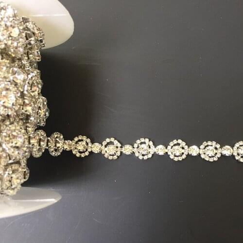 5Yards Rhinestone Trimming Chain Applique For Bikini Connector Buckle Copper Swimming Wear Bridal Dress