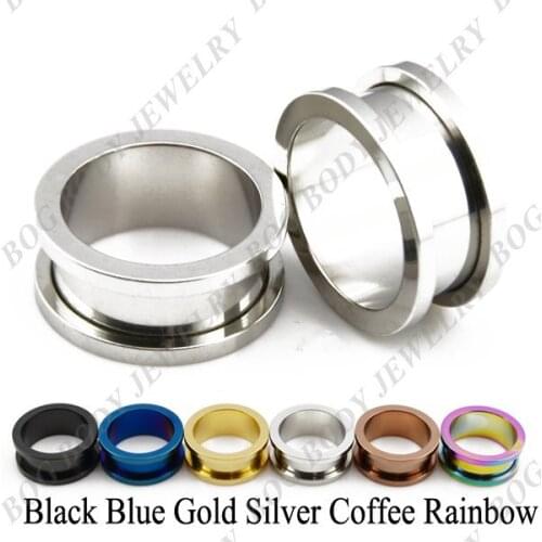 BOG-Lot 24 Pcs Surgical Steel Screw-Fix Flesh Tunnels Ear Plugs Expanders Earlet Gauges