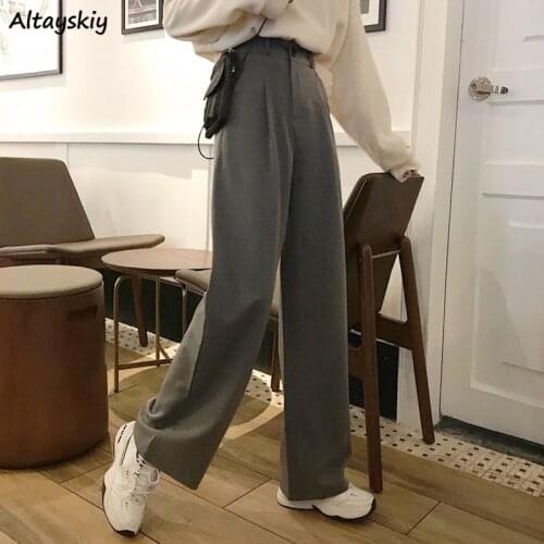 Pants Women Solid Elegant Full Length Summer Casual Loose High Waist Korean Style Streerwear Chic Comfortable New Lady Trouser