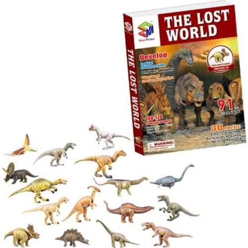 The lost world 3d Coated paper dinosaurs Pterosaur Athlon Stegosaurus Brachiosaurus Tyrannosaurus Puzzle assembling toy