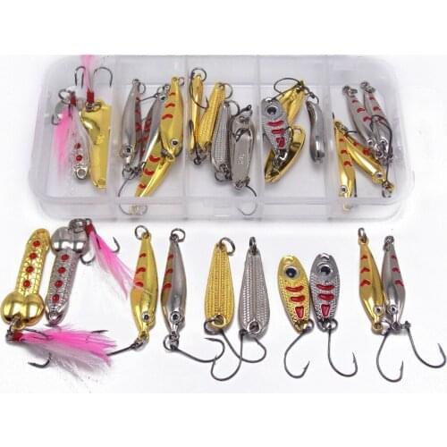 CATCHSIF 29pcs Sinking Spoon 2g-7g jigs Blade Fishing Tackle Box