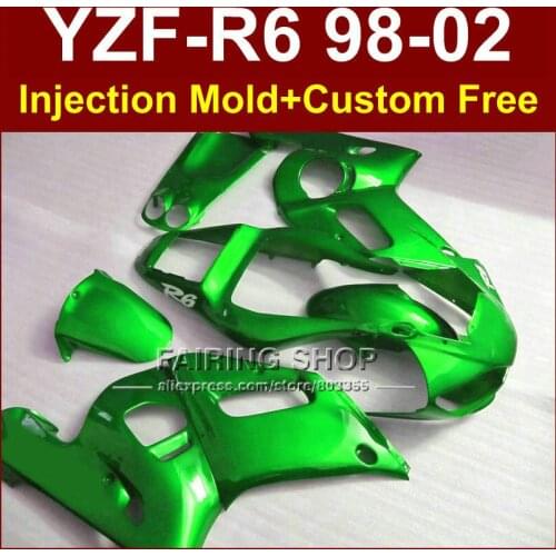 D6FD Perfect custom fairing for YAMAHA YZF R6 98-02 YZF R6 green fairing kit 1998 1999 2000 2001 2002 fairing parts TF7F