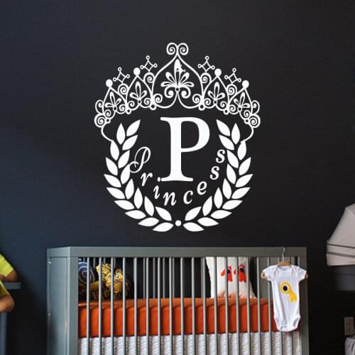 Girls Room Wall Decal Removable Vinyl Princess Wall Sticker Princess Crown Wall Art Rustic Baby Nursery Design Decoration AY0285