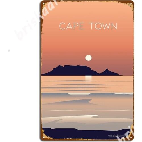 Cape Town South Africa Travel Poster Print Beach Britannica Table Mountain Metal Signs Club Bar Designing Club Party