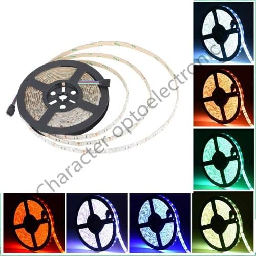 5M 5050 LED Strip Light 60LED/Meter Input 12V Safe Tape BSOD DIY White Red Blue Green RGBWW Pink Flexible Led Line 3M Sticker