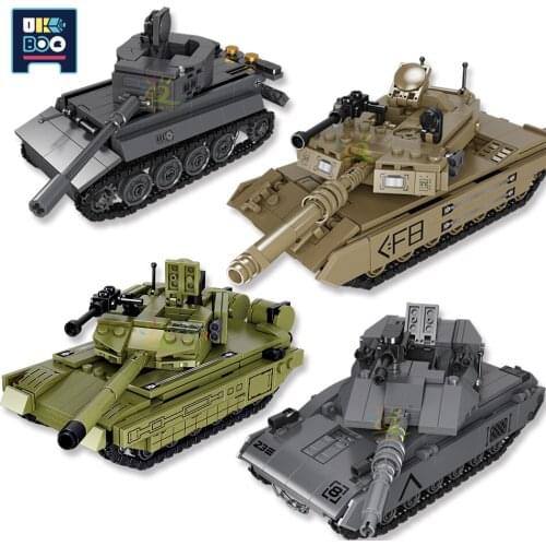 UKBOO WW2 Military M1A2 Tiger Heavy Main Battle Tank Model Building Block City Army Soldier Weapon Figures Bricks Childrens Toy