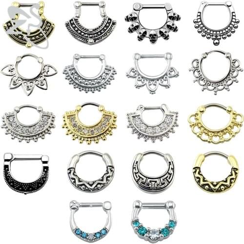 Indian Nose Piercing Septum Clicker Real Clip Rings Piercing Jewelry Septum Tribal Hoop Nose Ring Body Piercing Septo indiano