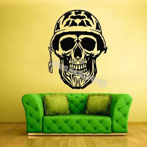 Skull Bones War Helmet wall Sticker Skull soldier Personality Pattern Decals Home Decor Living Room Self-adhesive Mural EA286