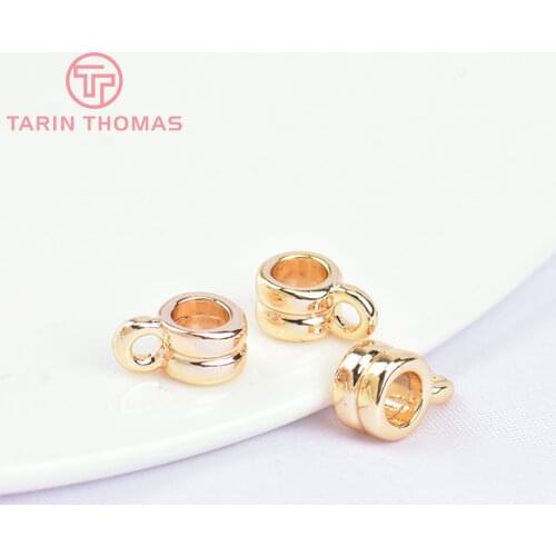 10PCS 6x4MM 24K Champagne Gold Color Plated Brass Charms Connector High Quality Diy Jewelry Accessories