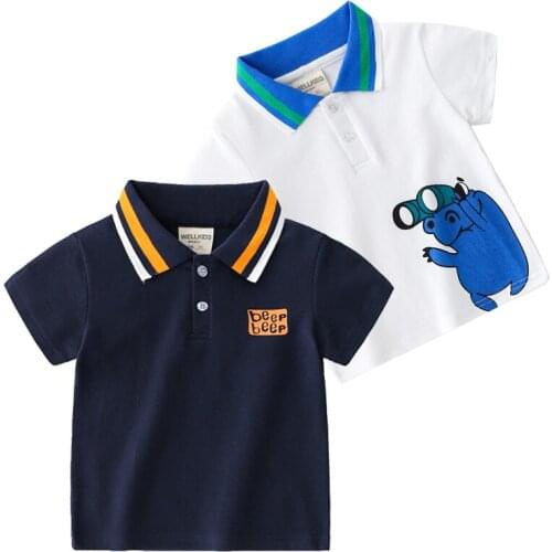 Summer Handsome Boys Polo T-shirts Cotton Turn Down Collar Kids Tops Tees Cute Shirt Childrens Clothes