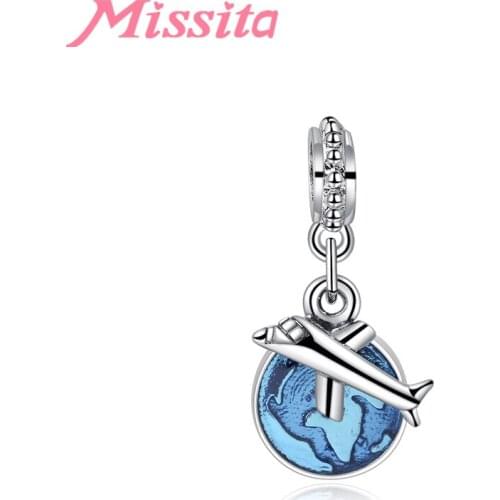 MISSITA 2019 New Fashion Travel Plane Pendant fit Brand Charms Bracelet DIY Jewelry Women Silver Color Jewelry Accessories
