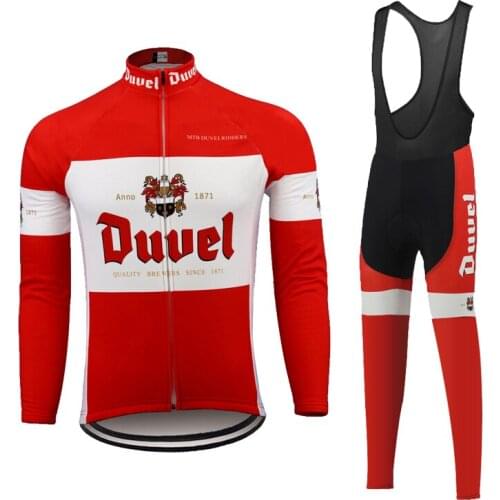 Men Beer Long Sleeves Cycling Jersey Set Ciclismo Manga Larga Bike Wear tops Winter Fleece Or Thin Bicycle Clothing