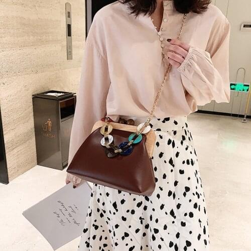 2020 new womens bag PU leather solid color womens shoulder bag fashion ladies chain shoulder bag Messenger bag