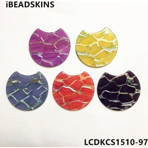 New arrival!37x30mm 50pcs/lot acrylic stripe round-shape charms for earrings accessories earring/Jewelry DIY makingLCDKCS1510-97