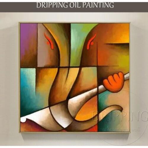 New Arrivals Hand-painted Indian Ganesha Acrylic Painting Abstract Modern Elephant Ganesha Acrylic Painting for Living Room