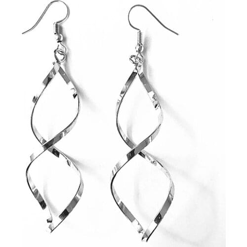 New Fashion Double Loop Drop Earrings For Women Long Wave Dangle Earrings High Quality Statement Wedding Jewelry