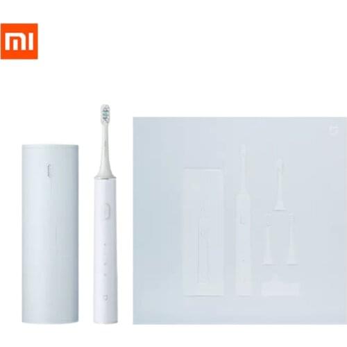 New Xiaomi Mijia Sonic Electric Toothbrush T500C Timer Brush 3 Mode USB Charger Rechargeable Tooth Brushes Replacement Heads Set