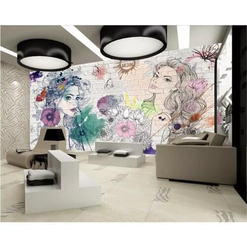 Beibehang Custom photo 3d wallpaper mural hand-painted watercolor beauty salon hairdressing beauty shop background 3d wallpaper