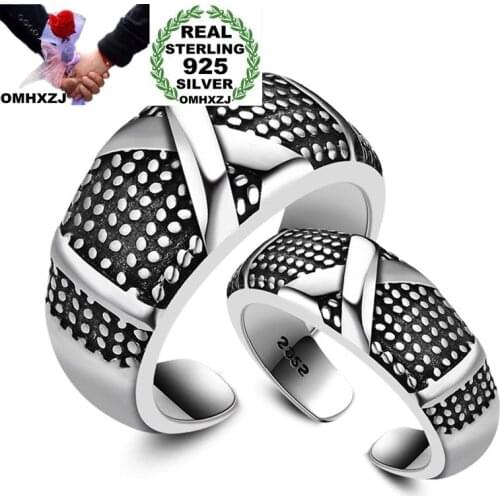 OMHXZJ Wholesale Personality Fashion OL Woman Girl Party Wedding Gift Lovers Vintage Designs S925 Sterling Silver Ring RN278