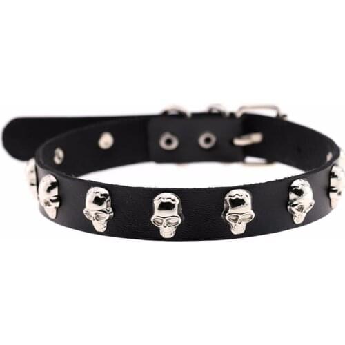 KMVEXO 16 Color Rock Punk Style Cosplay PU Leather Choker Necklace Spike Skeleton Torque Statement Necklace Chocker Neck Jewelry