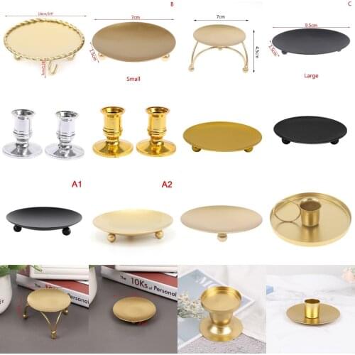 1pcs Black Gold Plated Candle Holders Pillar Metal Plate For Wedding Party Festival Portavelas Candelabra Art Gift Home Decor