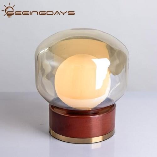 Simple Light Luxury Ins Clear Glass Round Ball Table Lamp Creative Designer Fashion Hotel Living Room Study Bedroom Bedside Lamp