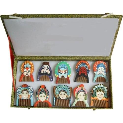 Rare!Guaranteed 100% Chinese Characteristics gift high grade wood comb beijing opera mask business gift-ac148