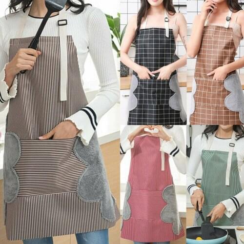 Adjustable Waterproof Aprons Women Kitchen Restaurant Cooking Bib Oxford Aprons with Pockets Useful Cute Tools