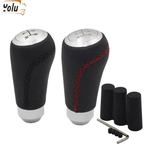 YOLU Shifter Knob Black Leather Gear Shifter 5 Speed Manual Gear Shift Knob Universal Gear Handle Knobs