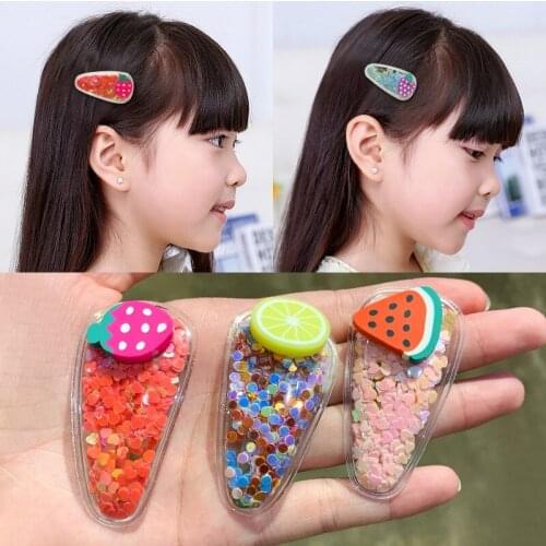 Cute Fruit Hair Clips for Girl Kids New Transparent Hairpin Fashion Sweet Children Simple PVC BB Clips Headband Hair Accessories