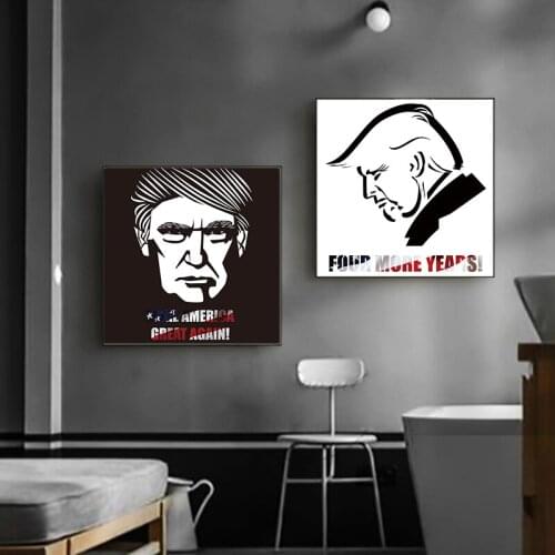 Humor Funny Canvas Painting Trump Figure Portrait Poster Black and White Sketch Wall Art Picture for Home Room Decor Print