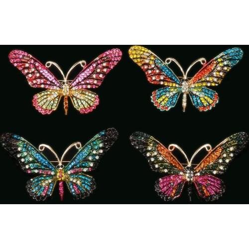 Rhinestone Butterfly Brooches Creative Vintage Fashion Jewelry Antique Brooch Pins for Women Wedding Bride Jewelry