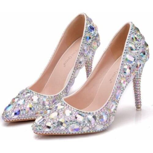 PCUAN Wedding Shoes High Heels Crystal Shoes Bride Shoes Woman Shoes High Quality 9 CM Heels