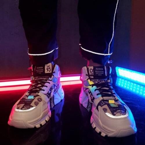 Reflective night vision shoes autumn high top casual sports shoes youth running shoes