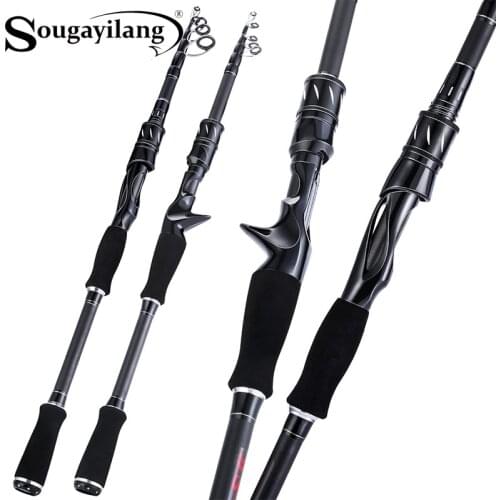 Sougayilang Fishing Rod Travel Sea Pole 1.8m-2.1m Carbon Rod Body and EVA Handle Telescopic Fishing Rod Lure Weight 7-21G