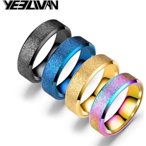 High Quality Gold Black Color Grind Couple Rings 316L Stainless Steel Wedding Rings for Women Men Wholesale Drop Shipping