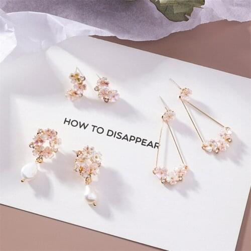 Fashion Flower Shell Dangle Earrings Imitation pearls Drop Earrings For Women Long Earring Party Jewelry Brincos