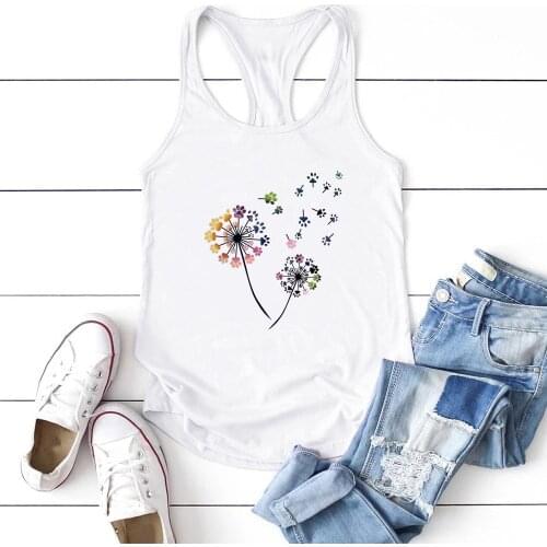 Chromatic Dandelion Cat Paws Print Tanks Tops Women Summer Graphic Vest Sexy Tank Top Sleeveless Woman Camiseta Tirantes Mujer