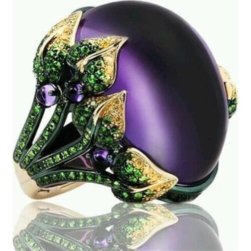 Luxurious Colorful Crystal Ring for Women Exquisite Geometry Female Party Ring Fashion Jewelry Gift