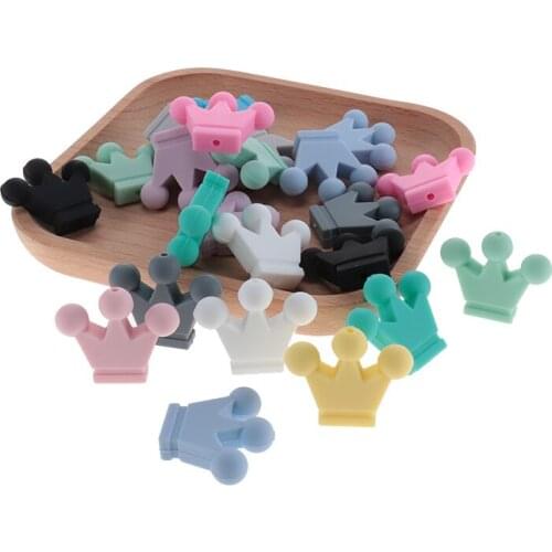 100pcs Silicone Teether Beads Baby Silicone Crowns Beads Color Pacifier Chain Accessories BPA Free Silicone Teethers For Baby