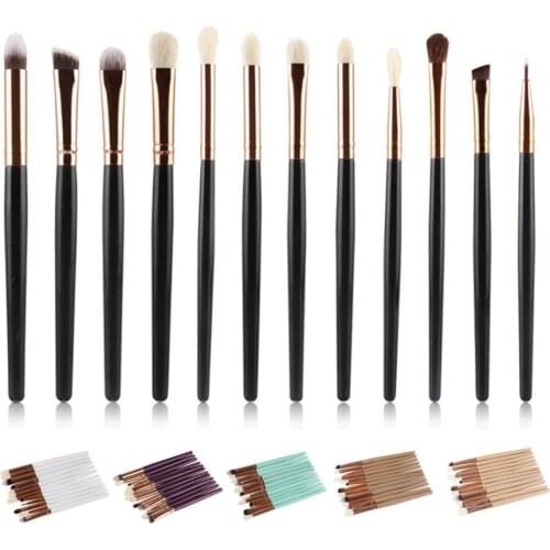 12pcs Wool Eye Make-up Brush Eye Shadow Eyebrow Shadow Nose Shadow Eyelid Eyeliner Complete professional blending Brushes Set