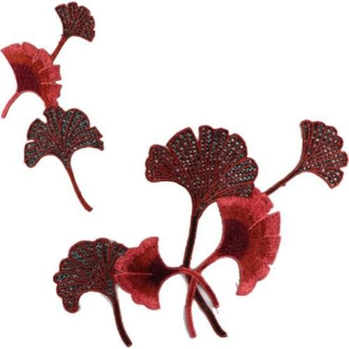 2Pcs/Set Leaf Applique Embroidered Badge Sew On Patches for T-shirt Clothes Sewing Craft DIY Dress Application